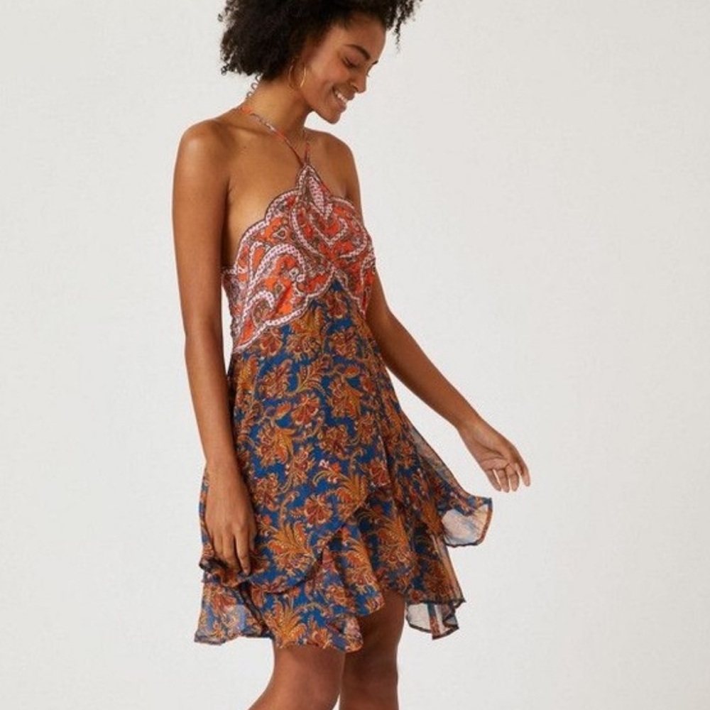 NWT Anthropologie Paisley Appliqué Halter Dress